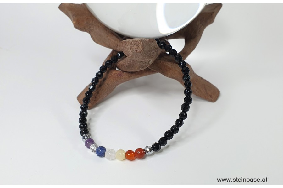 Armband Chakra & Onyx facet. 4mm